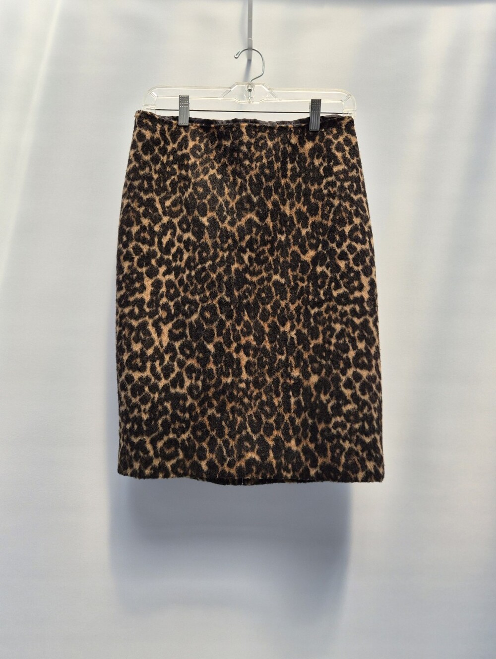 Talbots New Wool Leopard Print Knee Length Pencil Skirt Size 8 Animal Print